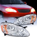 Conjunto de focos de carcasa cromada ámbar reflector lente transparente, compatibles con Toyota Corolla 2003-2008.