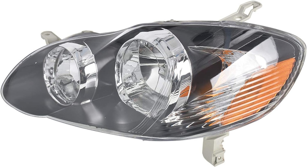 Conjunto de focos delanteros compatibles con Toyota Corolla 2003 2004 2005 2006 2007 2008, carcasa negra, reflector ámbar.