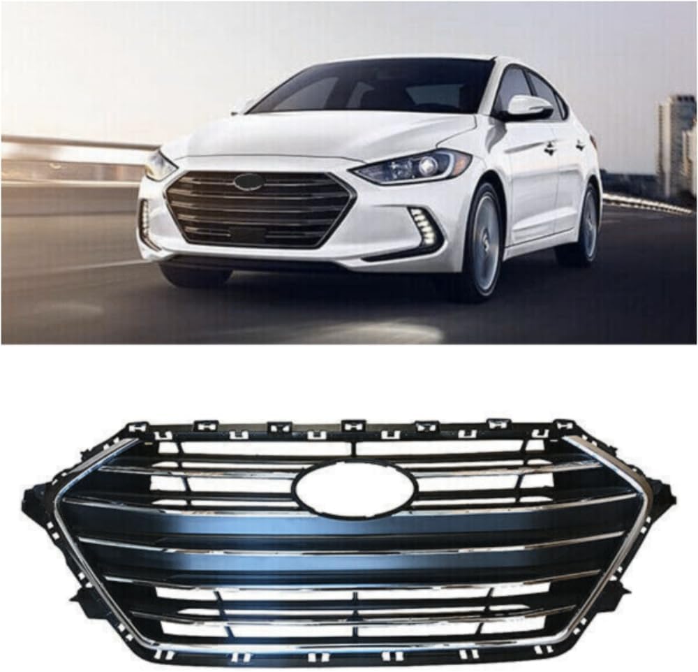 Parrilla cromada del bumper delantero compatible con Hyndai Elantra 2014-2016.