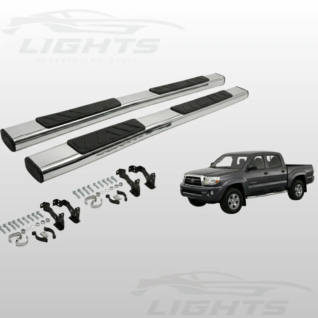 Gradas cromadas compatibles con Toyota Tacoma 2005-2023 doble cabina. 