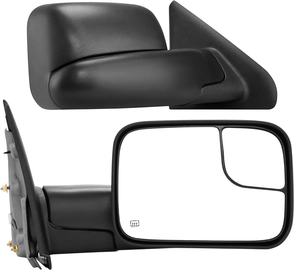 Espejos de remolque compatibles con Tacoma 2005-2015, espejos laterales traseros  ajustables eléctricos,  color negro.
