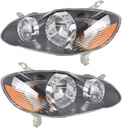 Conjunto de focos delanteros compatibles con Toyota Corolla 2003 2004 2005 2006 2007 2008, carcasa negra, reflector ámbar.