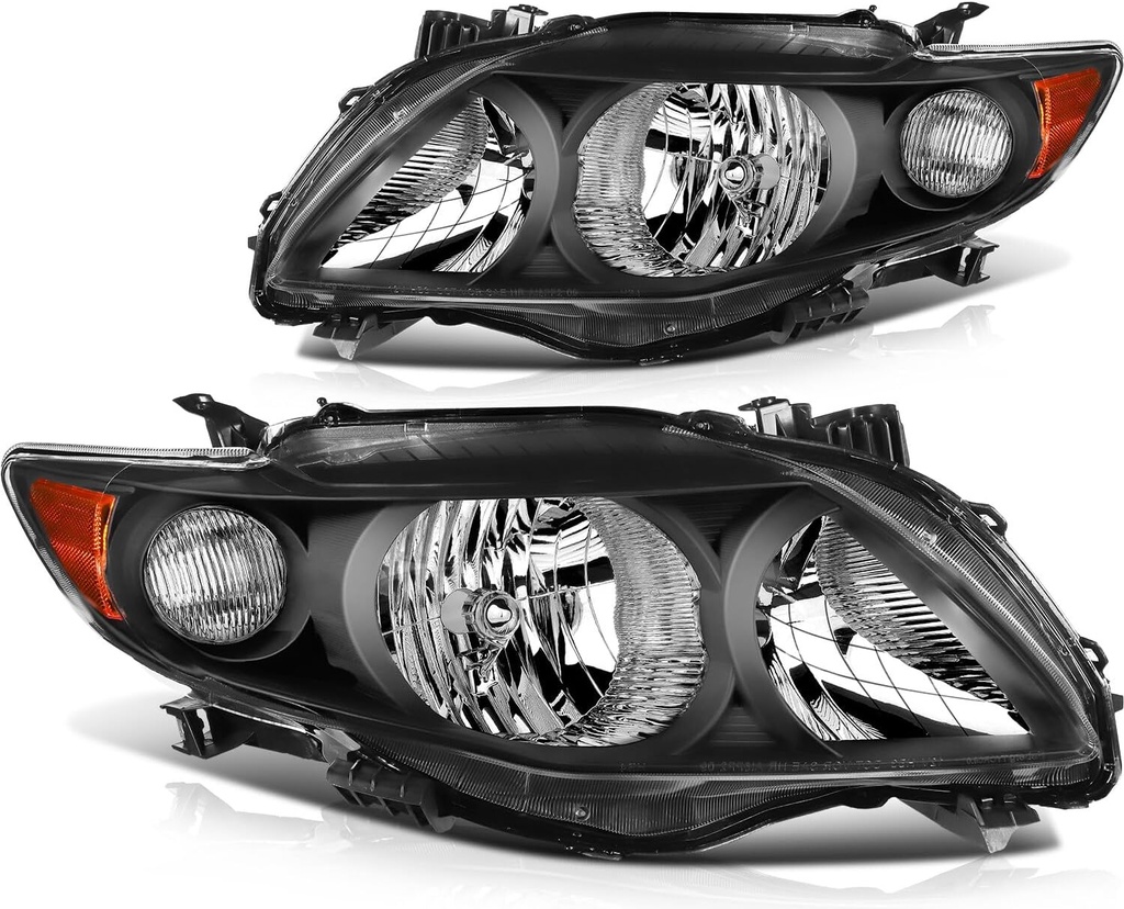Focos delanteros compatibles con Toyota Corolla 2009-2010 (black housing).