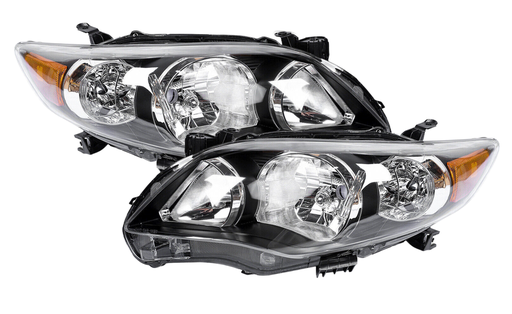 [L:XT-corolla-10-001 R:XT-corolla-10-002] Conjunto de focos delanteros, con carcasa negra, compatibles con Corolla 2011-2013.