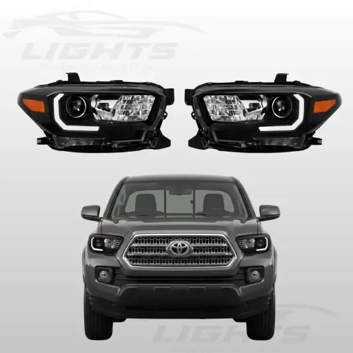 Focos DRL Led de fondo negro para Toyota Tacoma 2016-2023.